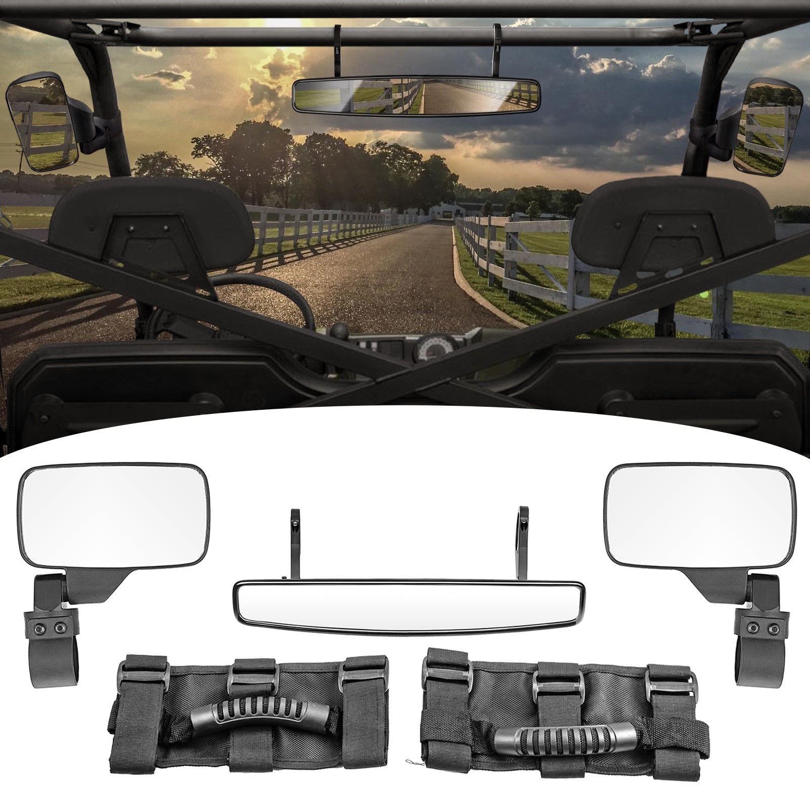 Polaris RZR | Yamaha | Honda Pioneer | Arctic Cat UTV Rear View Mirrors 1.75" Roll Cage