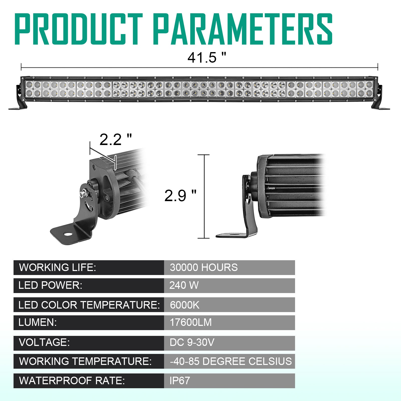 Ford Super Duty F250/F350/F450 Front Bumper 42" LED Light Bar Mount Brackets Kit and Rocker Switch Wiring - Weisen