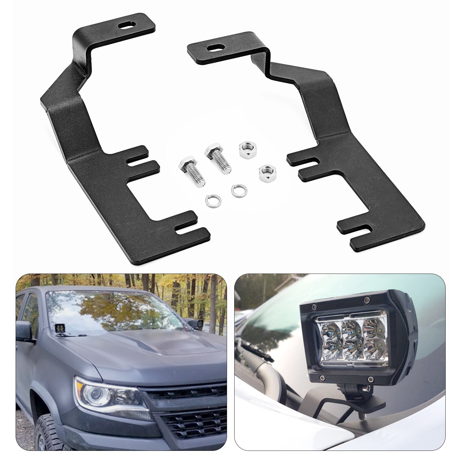 2015-2022 Chevrolet Colorado GMC Canyon Hood Ditch Fog Light Pod Bracket Mount