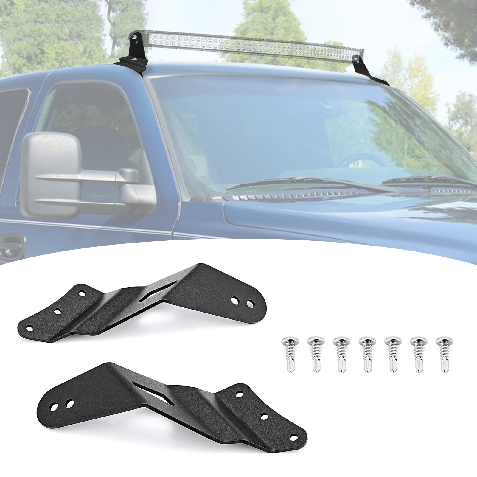 1999-2006 Chevy Silverado GMC Sierra 52" Upper Windshield LED Light Bar Mount Brackets