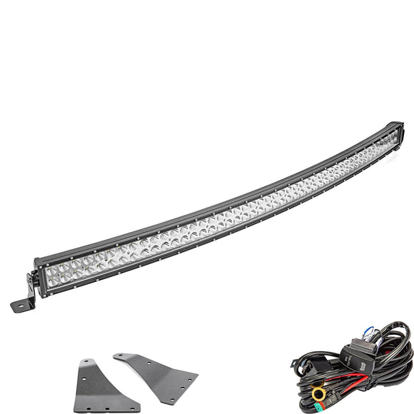 2006 - 2010 Hummer H3 H3T Windshield Roof 52" Curved LED Light Bar Mount Wire Kit - WeiSen - ZT050+LED013+WI002