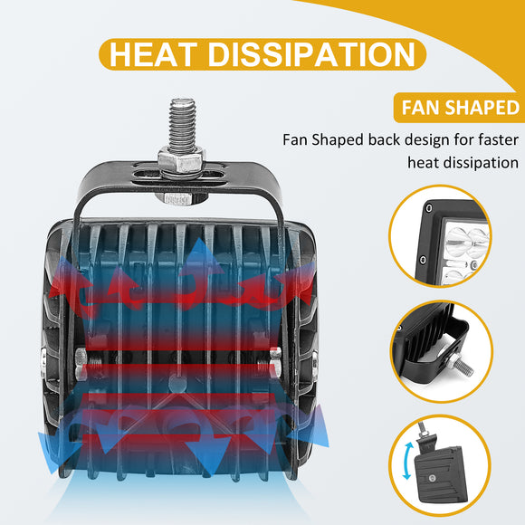 2016 - UP Polaris General 4 1000 CNC Steel Hood Mount Cube Pod LED FogLight Kit - WeiSen - ZT071+LED001+WI005 - A