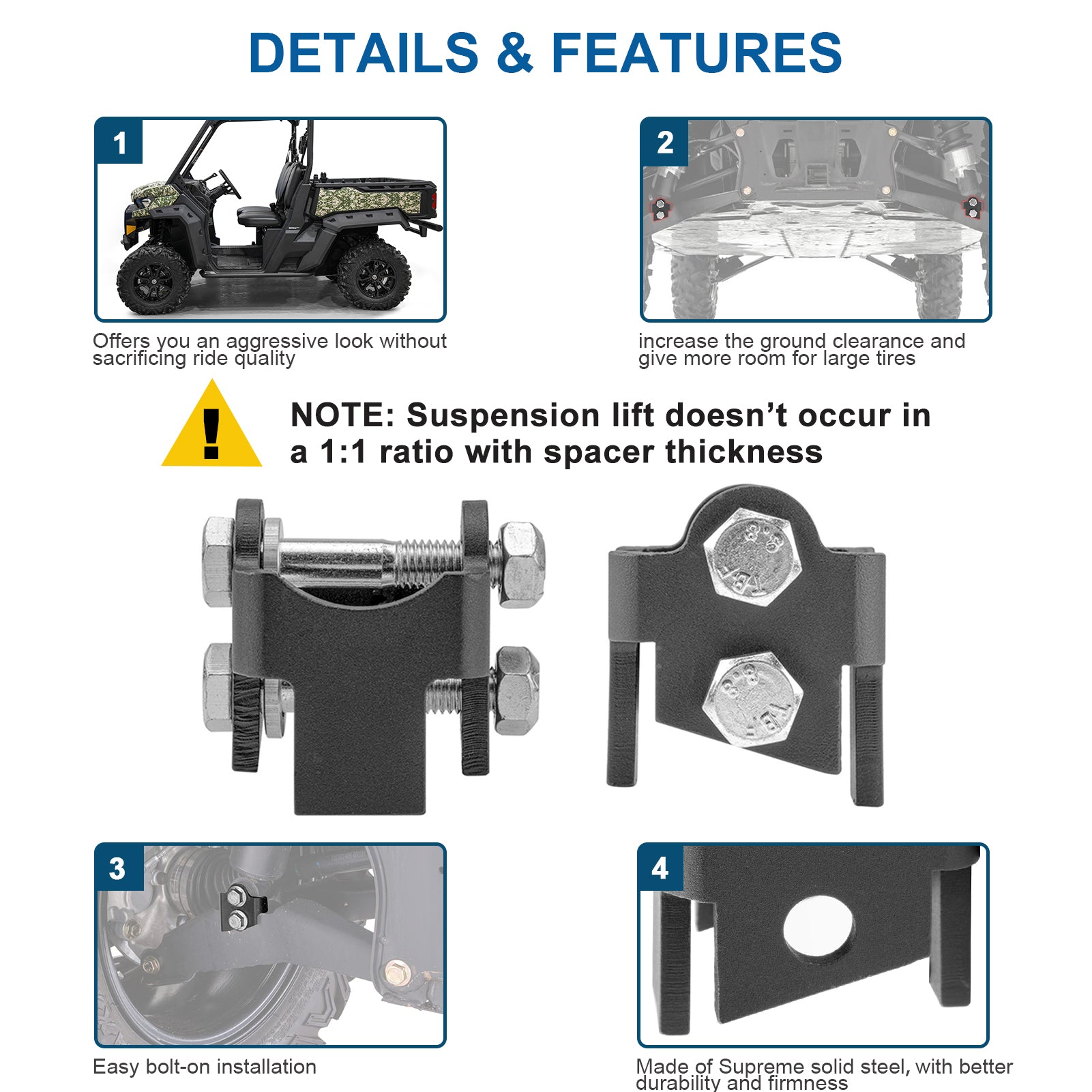 2016+ Can-Am Defender 500/800/1000 Heavy-Duty Steel 2" Front & Rear Rise Full Lift Kit - Weisen