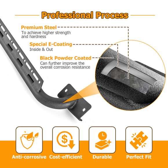 2021 - 2024 Ford Bronco Steel Front Bumper Protector Bar with LED Lights Mounting Holes - WeiSen - 70306002