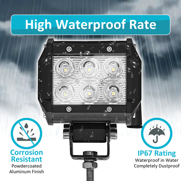 Offroad 2x 4Inch 18W LED Cube Pods Work Light Bar Spot Beam Driving Fog - WeiSen - LED003