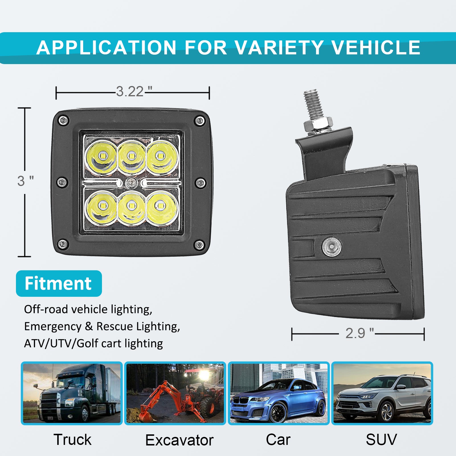 Dodge Ram 1500 2500 3500 Front Bumper Fog Light Mounting Brackets and 2x 3" LED Cube lights - Weisen