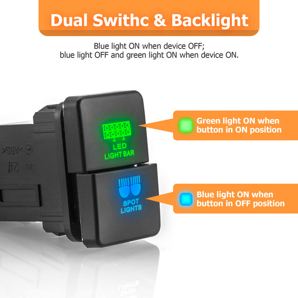 Toyota Tacoma 4Runner Tundra LED Backlight Dual Push Button Switch - WeiSen - 70204033