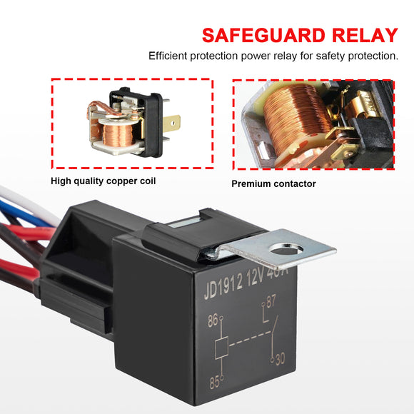 12V 160W LED Light Bar Wiring Harness Kit ON - OFF Rocker Switch Fuse Relay - WeiSen - Wi001