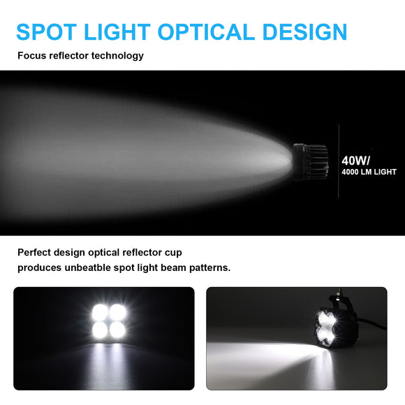 2005 - 2015 Toyota Tacoma Hood Ditch 40W High Power LED Light Pods Brackets Wire Kit - WeiSen - ZT089 - A+70201006+WI001