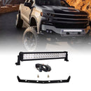 Chevy Silverado 1500 2500 3500 Straight LED Light Bar and Front Bumper Mount Brackets with Wiring Kit - WeiSen - ZT085+LED004+WI001 - A