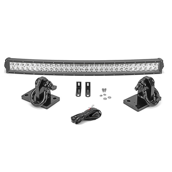 2010 - 2019 Dodge RAM 2500 3500 4500 Bumper 32" Curved LED Light Bar Tow Hook Brackets - WeiSen - 70102006+LED008+WI001 - A