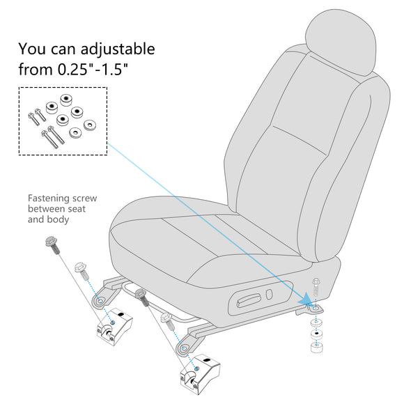 Toyota Tacoma/4Runner/Tundra & Lexus GX Seat Riser Spacers Lift Kit Front & Rear of Seat - WeiSen - 70305008+70305009