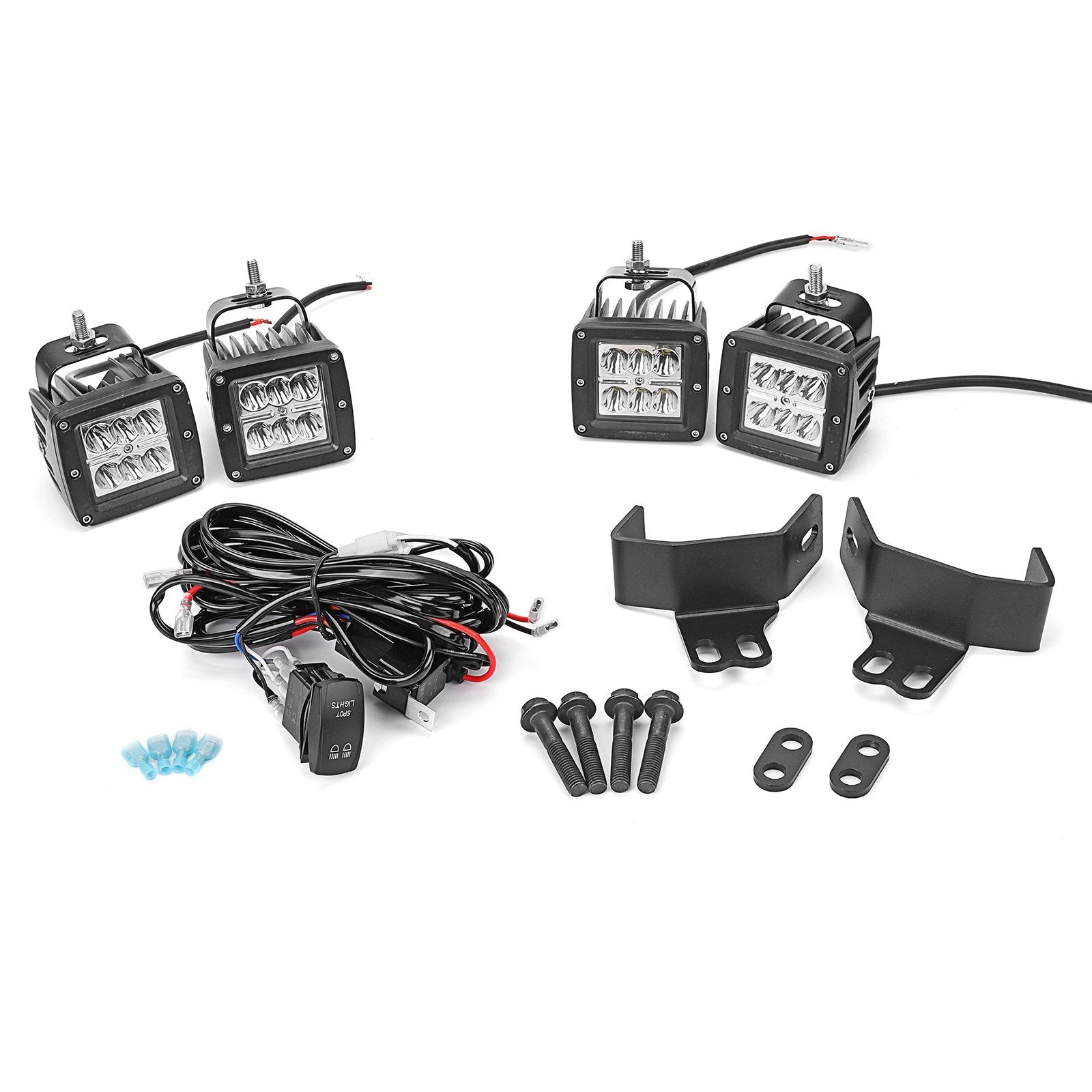 POLARIS RZR XP 1000 2014-2020 RZR 900 2015-2022 Hood Dual SPOT LIGHT Mount Bracket Wire Switch Kit - Weisen