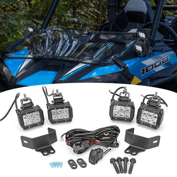 Polaris RZR XP 1000 XP1000 - 4 Roof LED LIght Bar Kit/ A Pillar LED Work Lighs Kit/Rear Mount Lights Kits - Weisen - ZT030+LED001*2+WI005 - A