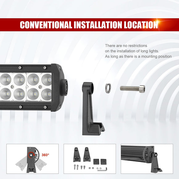 2010 - 2019 Dodge Ram 2500/3500/4500 Front Bumper 32" LED Light Bar Tow Hook Mount Bracket Kit - WeiSen - ZT014 - A+LED005+WI002