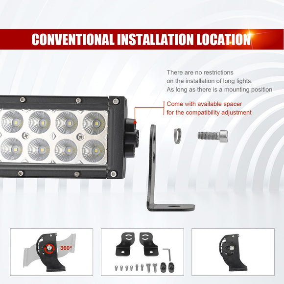 2010 - 2018 Dodge Ram 2500 3500 Hidden Bumper 42" LED Light Bar Brackets Wire - WeiSen - ZT014+LED009 - A