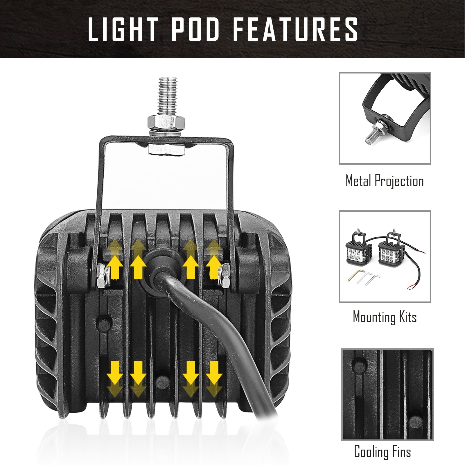 Off-road ATV UTV Pair 4" 60W Side Shooter LED Fog Work Light Pod