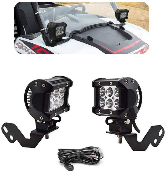 Polaris RZR 800 900 XP 1000 18W Side Fog LED Light Pod+A Pillar Bracket Wire - WeiSen - ZT001+LED003+WI001