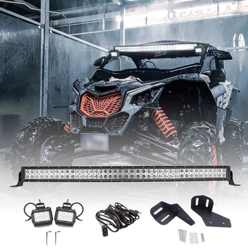 2017+ Can - Am Maverick X3 Max/RR Curved 42" LED Light Bar + Fog Light Pods Kit - WeiSen - ZT009 - B+LED009+LED003+WI004