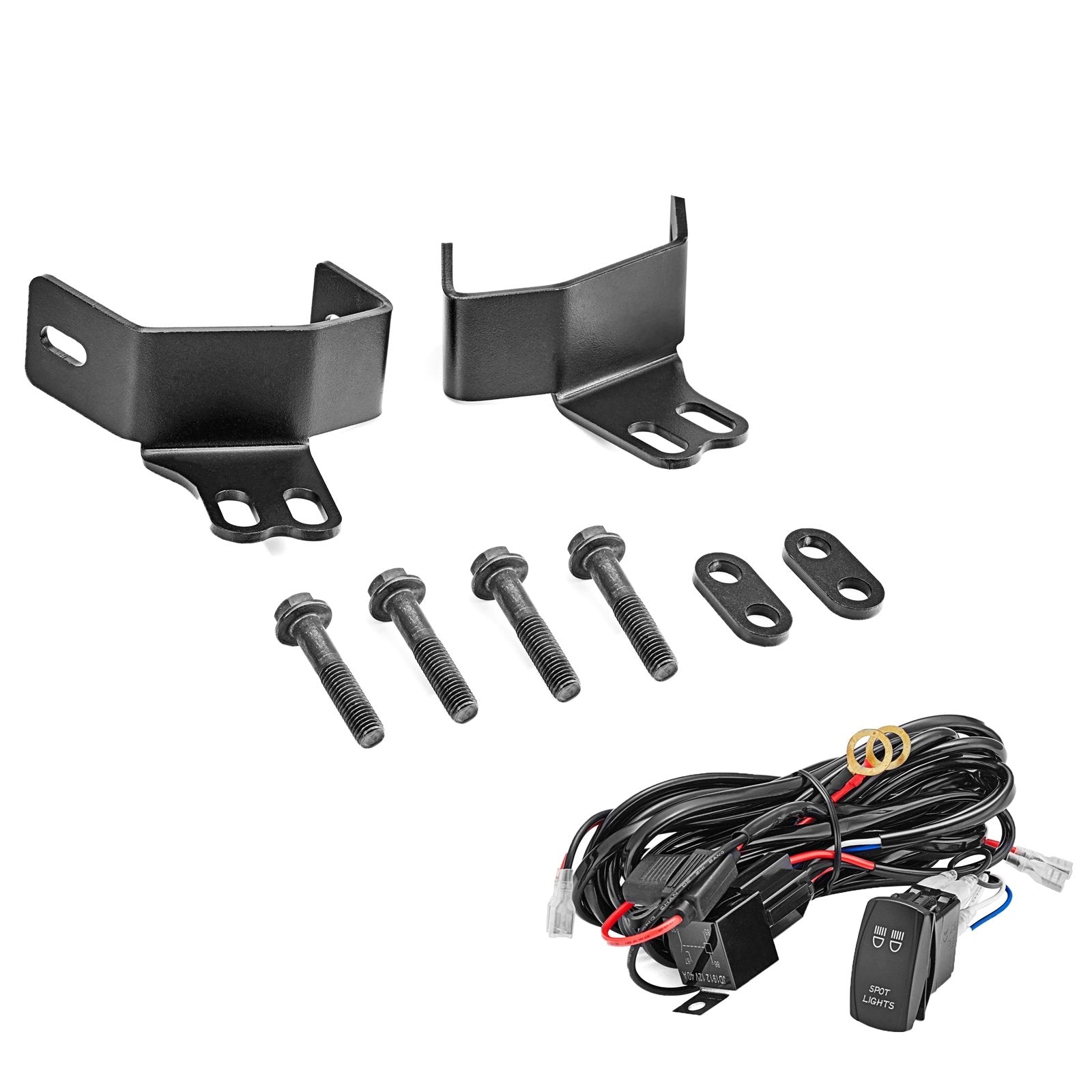 Polaris RZR XP 1000 900 Hood Dual Spot Light Mount Bracket Wire Switch Kit