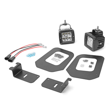 Toyota Tacoma Front Bumper Foglamp Mounting Brackets with 2Pcs 3 Inch 18W LED Fog Lights - WeiSen - ZT052+LED001+WI012