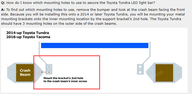 2016-2023 Toyota Tacoma Front Hidden Bumper Light Bar Mount Brackets
