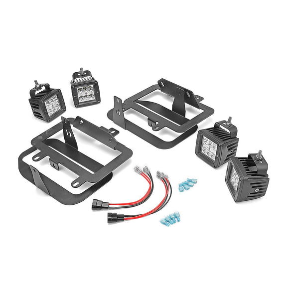 Ford F150 4x 18W 3 inch LED Fog Lights and Front Bumper FogLamp Mount Brackets with Wiring Kit - WeiSen - ZT078+LED001*2+WI011 - A