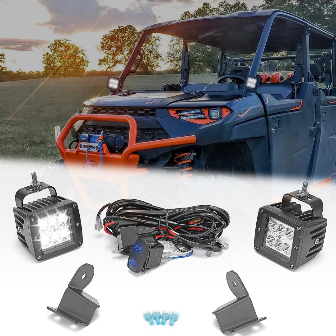 UTV Rear Top Pillar Roll Bar Reverse LED Holder Mounting Bracket Compatible With 2013-2024 Polaris Ranger Full Size