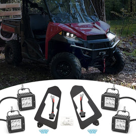 Polaris Ranger 2013 - 2019 900 XP & Crew w/4 PCS LED Cube Lights Pod ＆ Wiring Connector Off - Road Compatible - WeiSen - ZT110+LED001*2+WI006