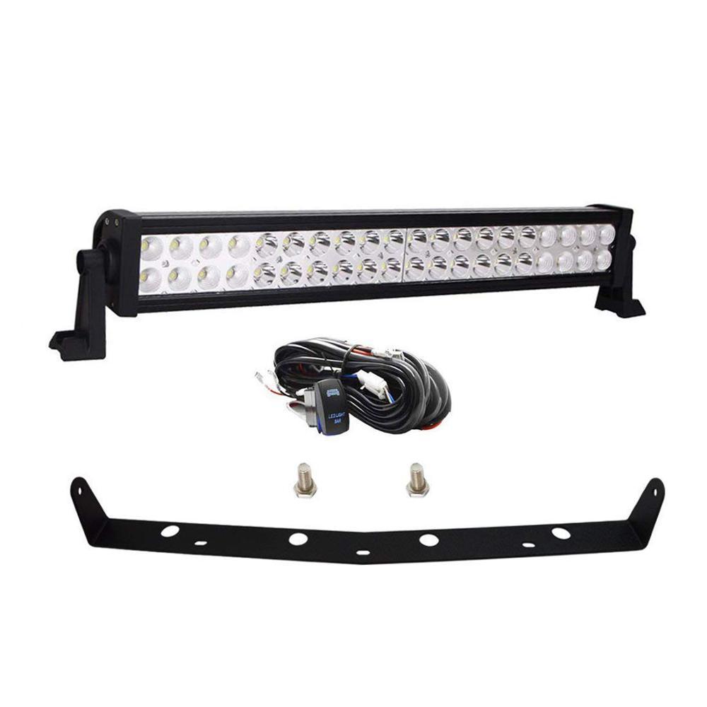 Chevy Silverado 1500 2500 3500 Straight LED Light Bar and Front Bumper Mount Brackets with Wiring Kit - WeiSen - ZT085+LED004+WI001 - A