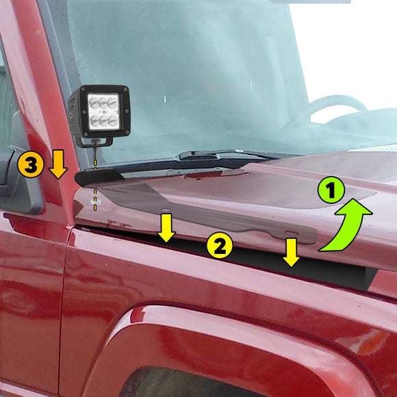 2006 - 2010 Jeep Commander (XK) Hood Hinge Mount LED Pod Mount Bracket - WeiSen - 70104026