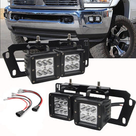 2009 - 2012 Dodge Ram 1500 18W Dually Fog Light Hidden Bumper Bracket Kit W/Pulg - WeiSen - ZT006+LED001*2+WI011 - A