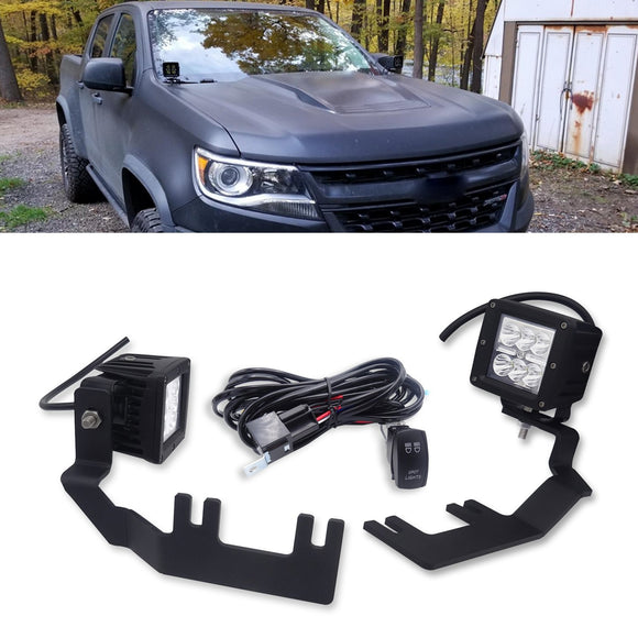 Chevrolet Colorado GMC Canyon Cube Spot LED Lights Pod Hood Hinge Mounts Lighting Exterior - WeiSen - ZT106+LED001+WI005 - A