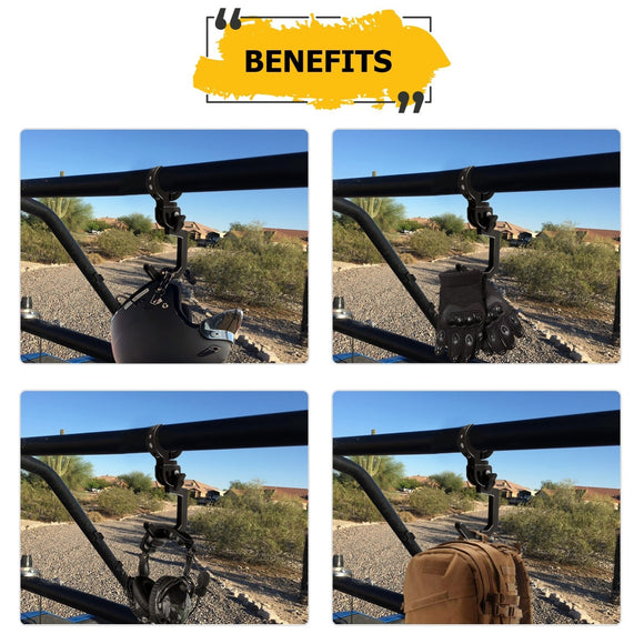 1 - 2" Round Roll Bar UTV Roll Cage Helmet Hook Goggles Bottles Holder for Polaris RZR XP 1000 PRO Maverick X3 - WeiSen - 80110002