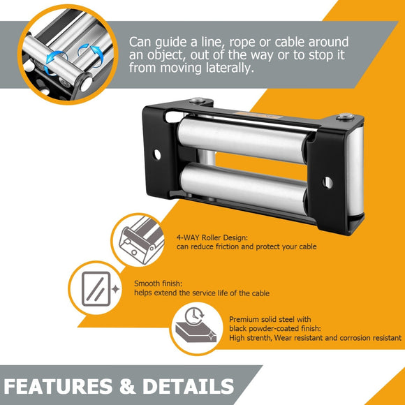 10" Heavy Duty Winch Roller Fairlead Cable Guide for Jeep SUV UTV Truck Winch - WeiSen - 80310007