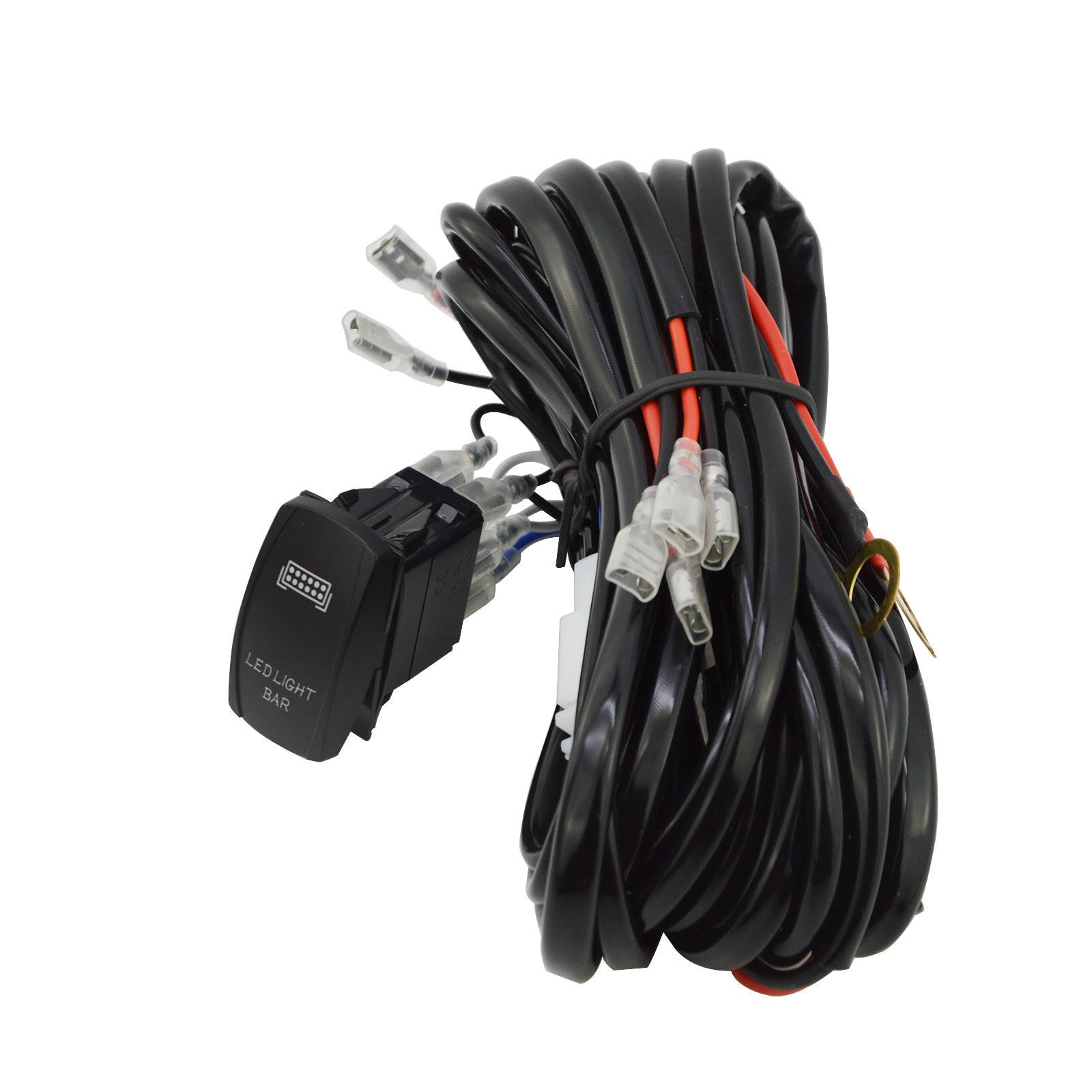 10ft 3 - Lead Wiring Harness Kit LED Light Bar ON - Off Rocker Switch w/ Relay Fuse - WeiSen - WI004