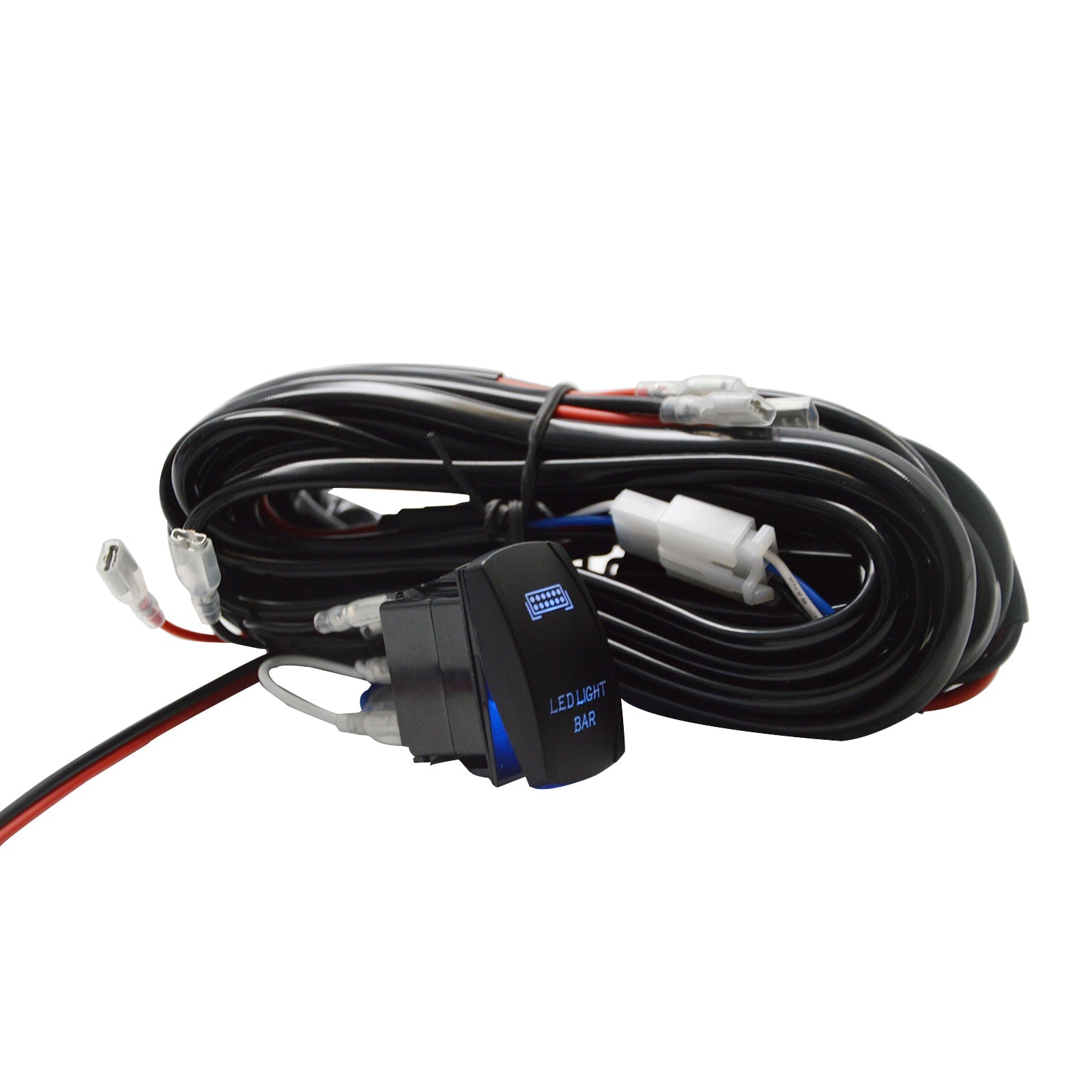 10ft 3-Lead Wiring Harness Kit LED Light Bar ON-Off Rocker Switch w/ Relay Fuse - Weisen