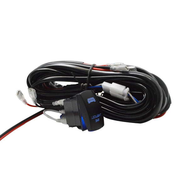 10ft 3 - Lead Wiring Harness Kit LED Light Bar ON - Off Rocker Switch w/ Relay Fuse - WeiSen - WI004