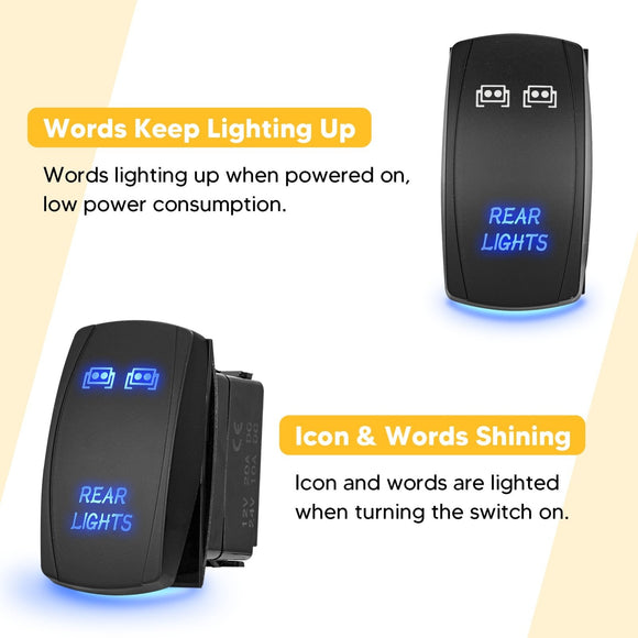 10ft Rear Lights Wiring Harness Kit 12V Fuse Relay ON/OFF Rocker Switch - WeiSen - WI005 - B