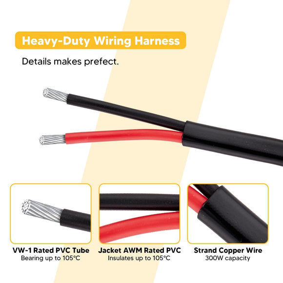 10ft Rear Lights Wiring Harness Kit 12V Fuse Relay ON/OFF Rocker Switch - WeiSen - WI005 - B