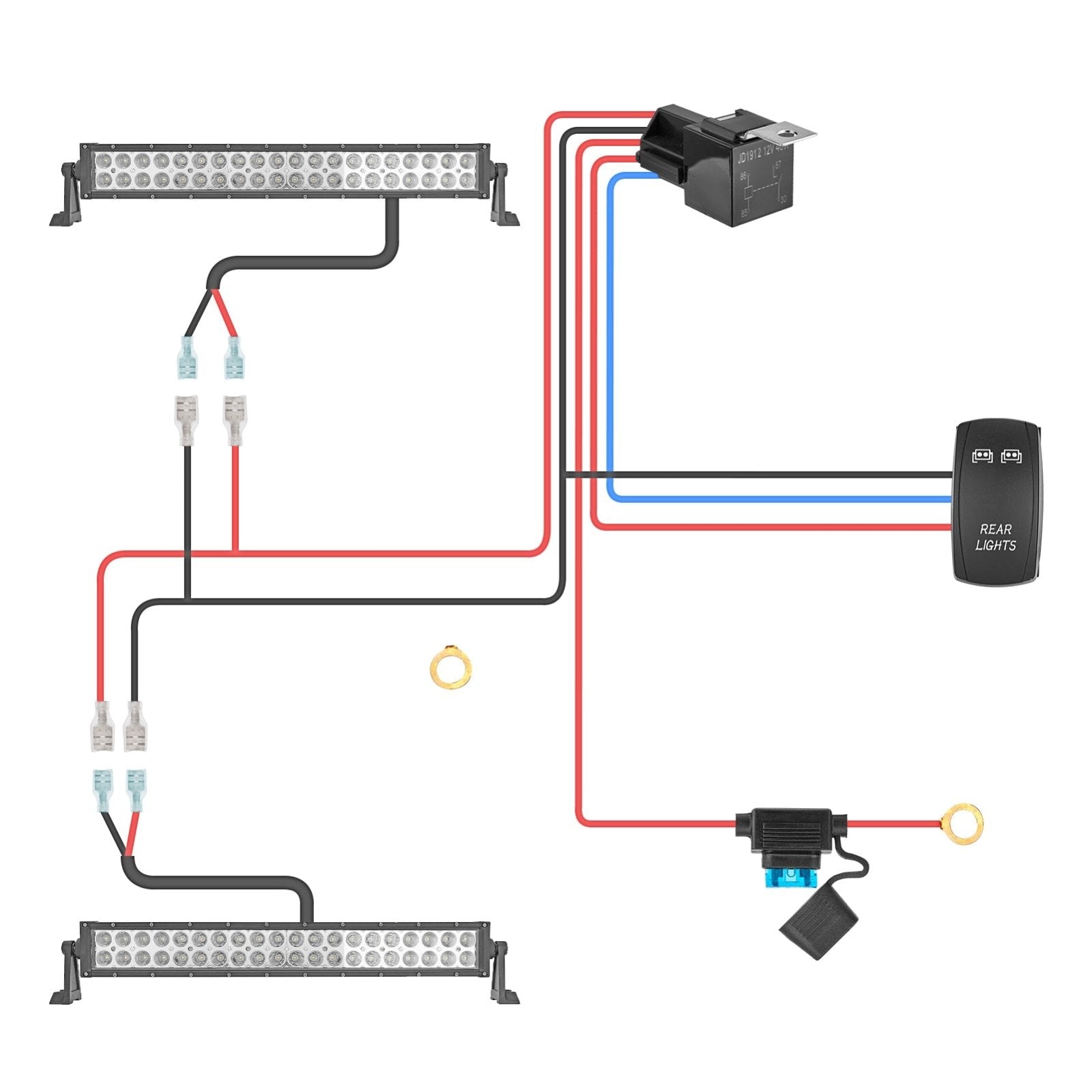 10ft Rear Lights Wiring Harness Kit 12V Fuse Relay ON/OFF Rocker Switch - Weisen