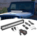 1997 - 2006 Wrangler TJ 4WD Upper Hood 120W 22" Straight LED Light Bar Kit - WeiSen - ZT042+LED004+WI002