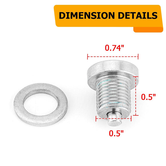 1/2"x 20 Solid Steel Magnetic Transmission Drain Plug Replace #60328 - 98B / 60328 - 98A - WeiSen - 70311001