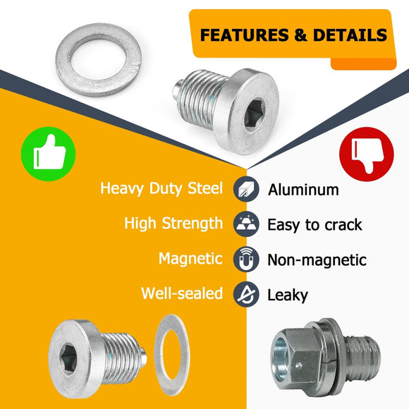 1/2"x 20 Solid Steel Magnetic Transmission Drain Plug Replace #60328 - 98B / 60328 - 98A - WeiSen - 70311001