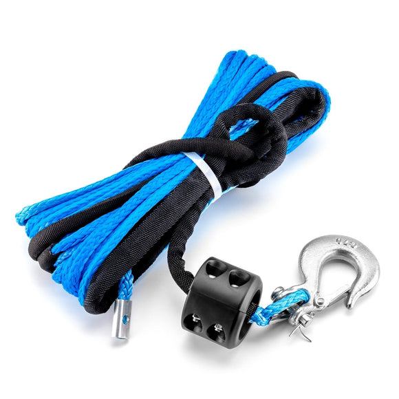 1/4" x 50' 10000LBS Synthetic Winch Rope 1/4'' Clevis Hook Stopper for UTV ATV - WeiSen - 80310009+80310012+80310013