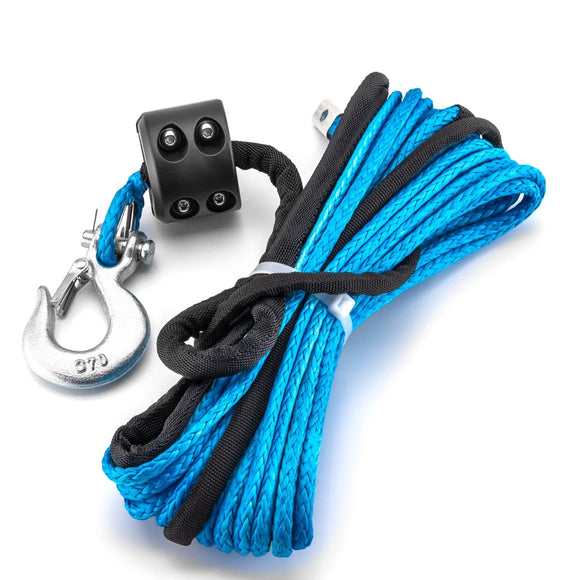 1/4" x 50' 10000LBS Synthetic Winch Rope 1/4'' Clevis Hook Stopper for UTV ATV - WeiSen - 80310009+80310012+80310013