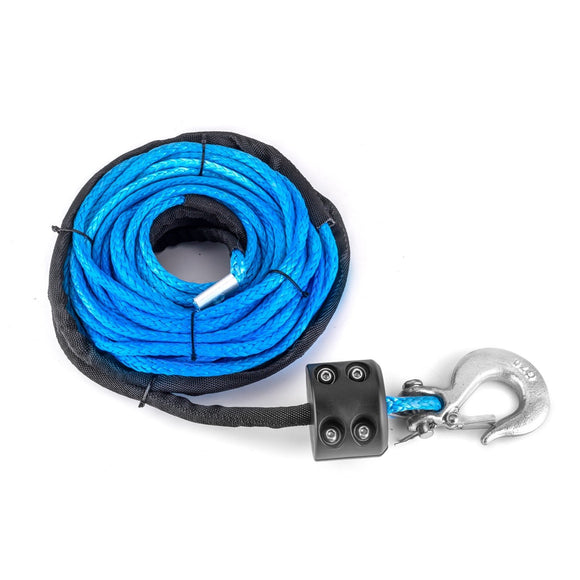 1/4" x 50' 10000LBS Synthetic Winch Rope 1/4'' Clevis Hook Stopper for UTV ATV - WeiSen - 80310009+80310012+80310013