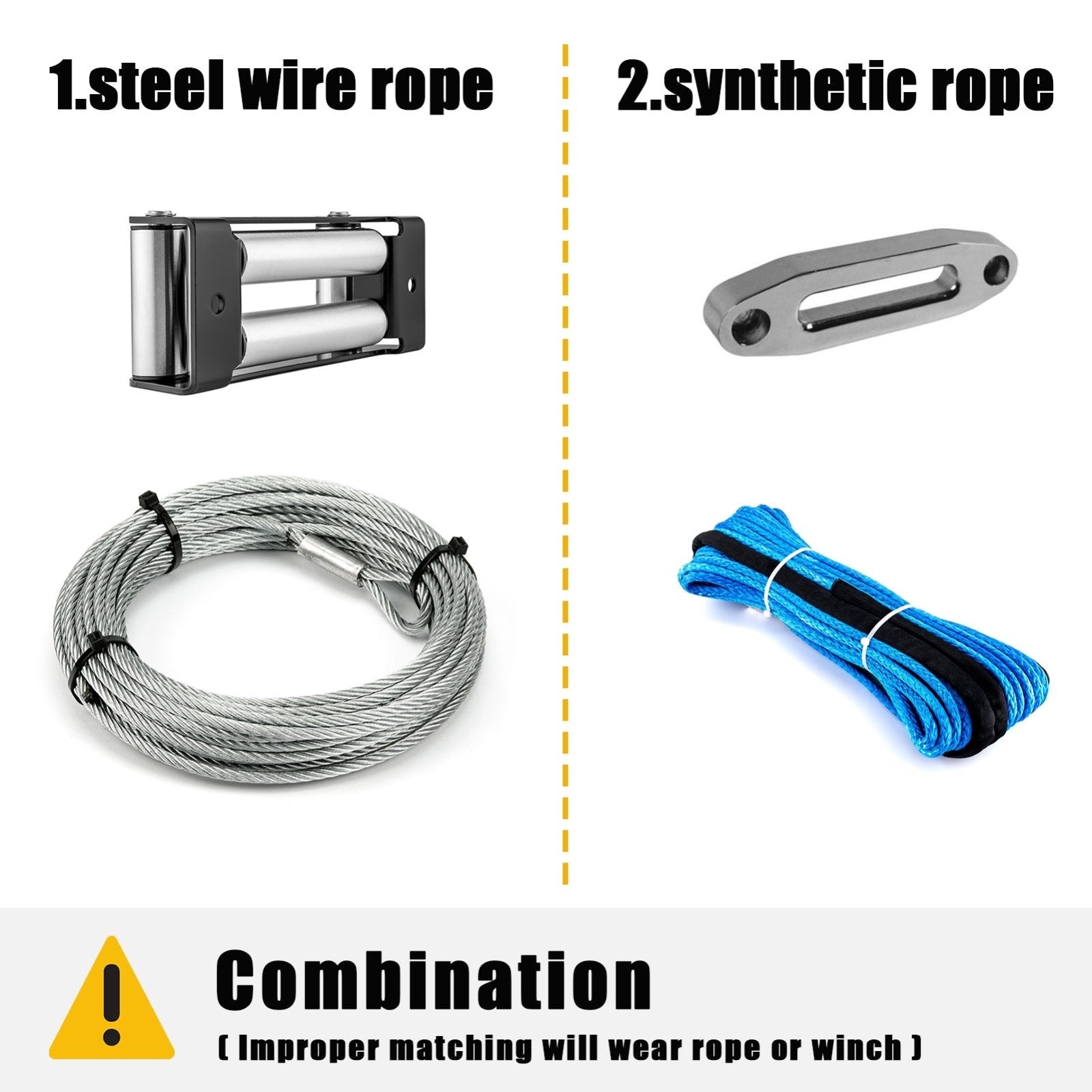 1/4 x 50' Universal Synthetic Winch Line Cable Rope 7700LBs for ATV U