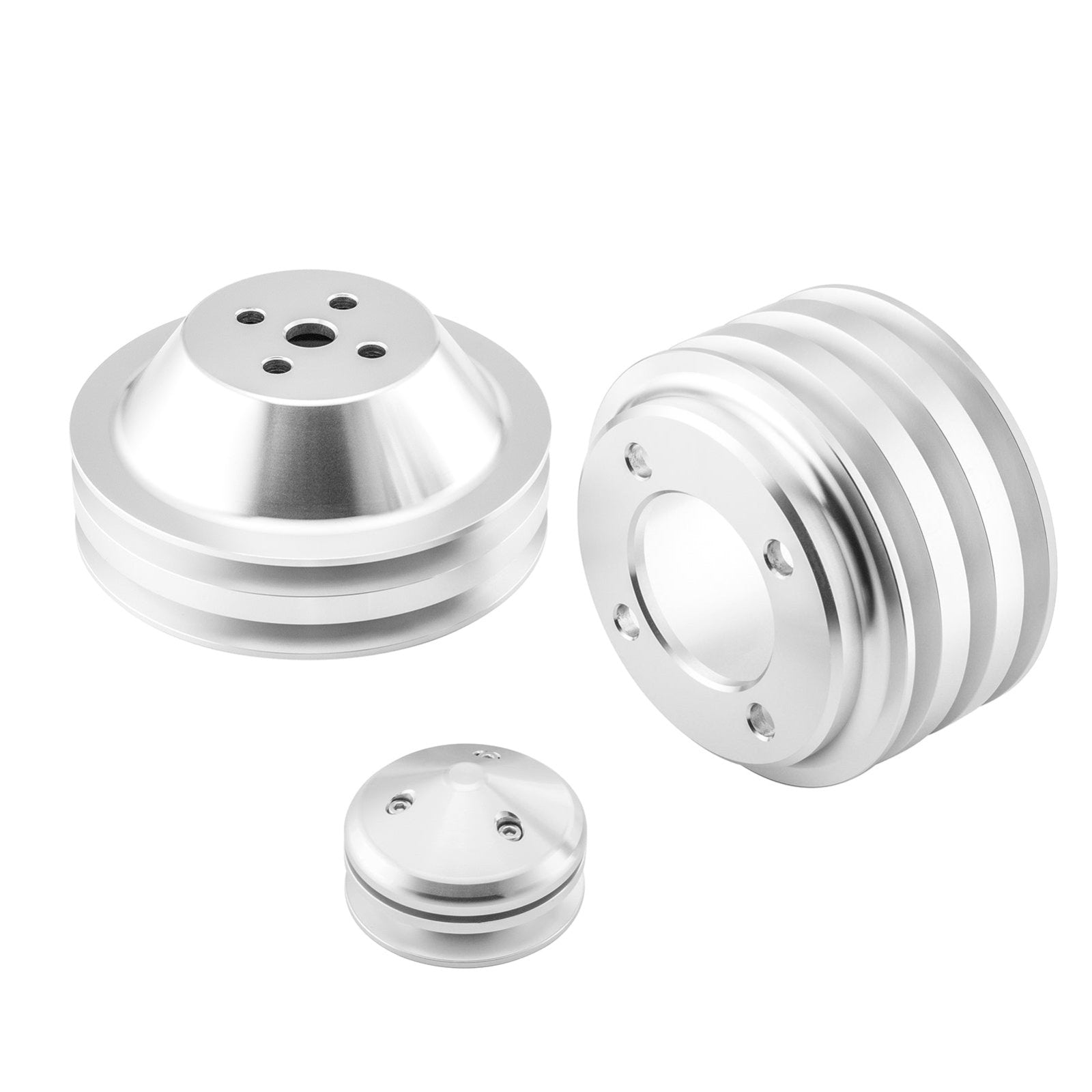Billet Aluminum V-Belt Pulley Set For Small Block Ford 289, 302, 351W, 351C
