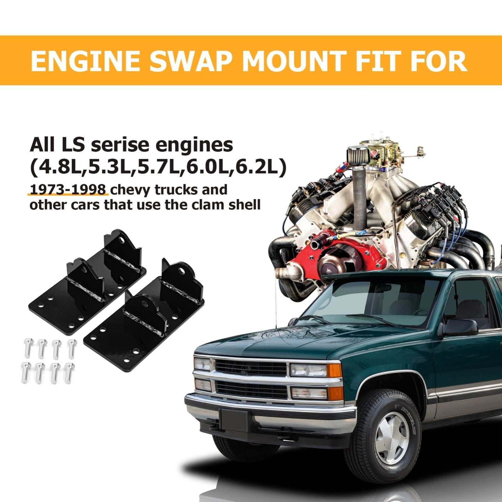 1973-1998 Chevy Trucks LS Serise Engines Conversion Mount Adapter Swap Kit - Weisen